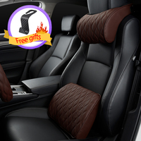 HOT Car Neck Pillow PU Leather Lumbar Waist Support for Seat Memory Backrest Headrest Cushion Auto Gadget Accesorios Interior