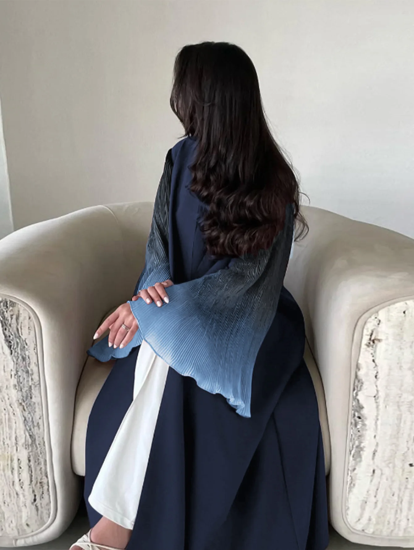 Eid Women Abaya Chiffon Dress  Muslim Pleated Flare Sleeve Cardigan Party Jalabiya Ramadan Vestidos Largo Kaftan Arab Robe 2026