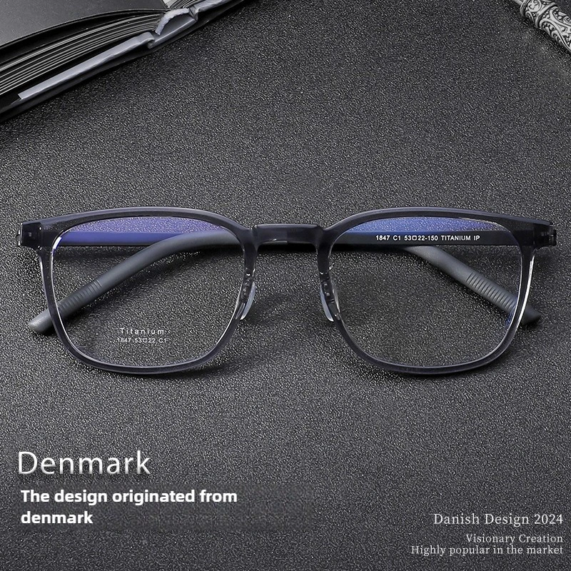 

Титановые очки Featherlight, 9 г, квадратный полнокадровый ретро-дизайн, гибкие дужки TR90 для офиса/путешествий, исполнительный стиль