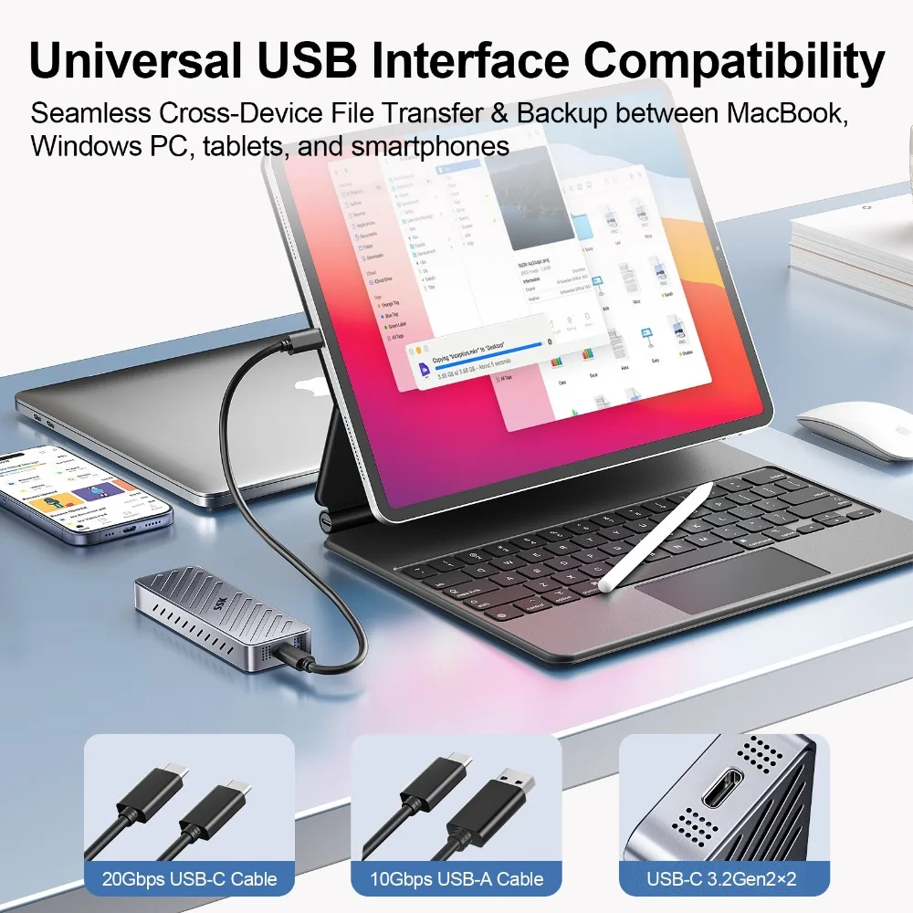 Imagem -05 - Estojo de Disco Rígido de Alumínio Externo Ssk M.2 Nvme Ssd Enclosure Usb 3.2 tipo c 20gbps Adaptador sem Ferramentas para pc