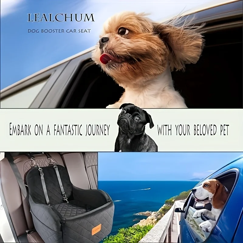 Furry Cover, Soft Plush Car Seat for Dogs And Cats, Memory Foam Cushion, Pet Travel Seat, with Side Pockets And 3 Clip-on Safety Leashes.