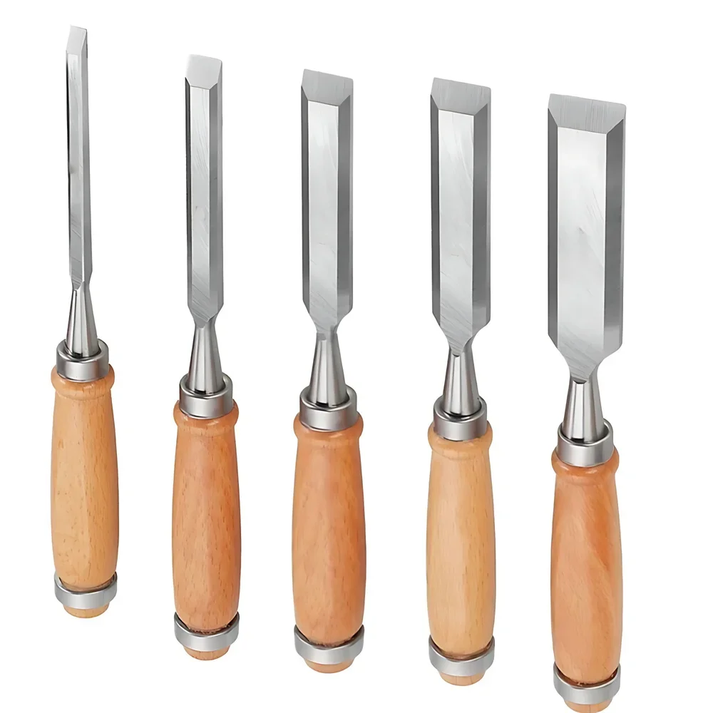 1/5Pcs/Set Wood Carving Chisel 6/10/12/18/24mm Woodworking Carving Hand Chisels DIY Tool Kit Steel Blade with Wooden Handle