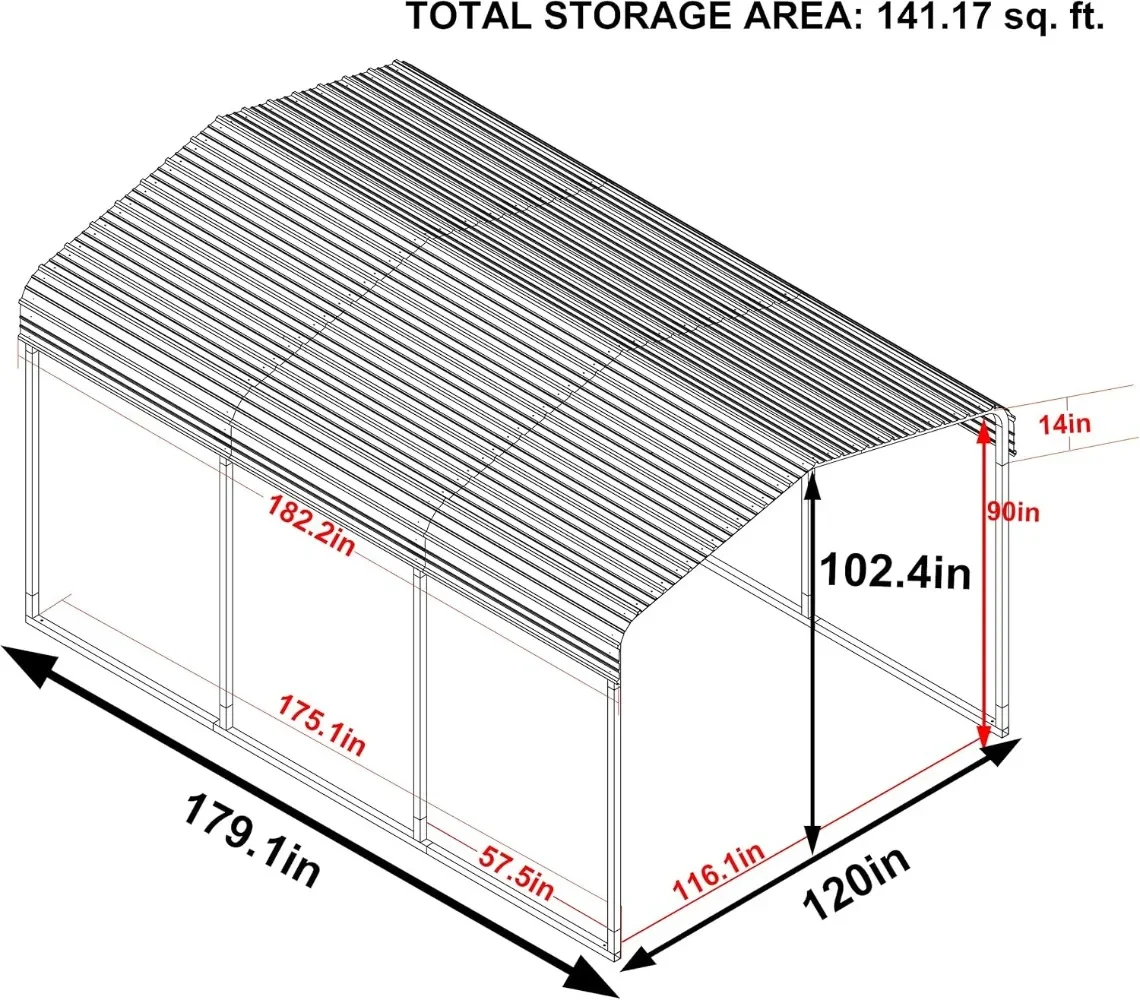 10 x 15 FT Metal Carport, Heavy Duty Carport Kit for Outdoor, Garage Car Shelter Shade with Galvanized Roof, Frame & Bolts for