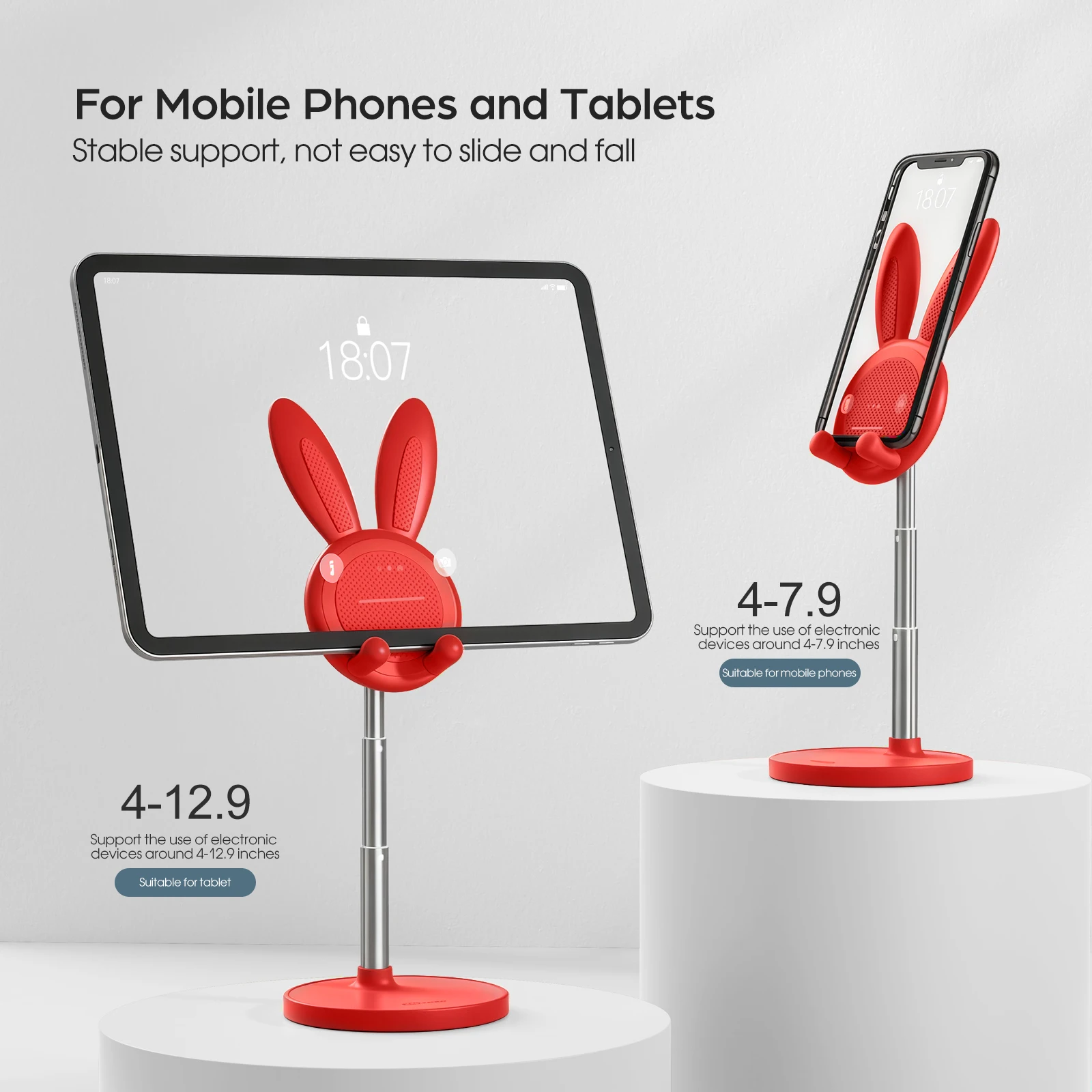 

Oatsbasf Cute Cell Phone Stand Adjustable Bunny Phone Stand for Desk Thick Case Friendly Holder for iPhone, Kindle, iPad, Switch