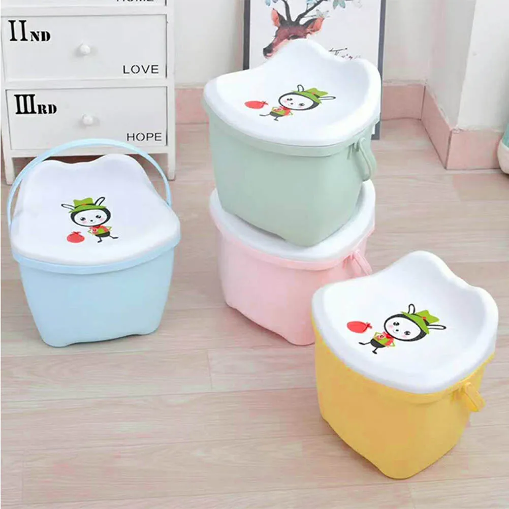 30L Large Plastic Storage Stool Handle Container Pp Non-Toxic Durable Movable Organizer Chair For Random Color