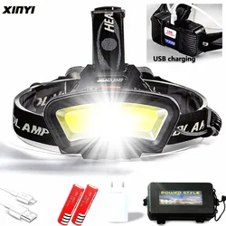 LED Headlamp 200m Long Lighting Distance 8000LM USB rechargeable Wide Angle COB Head Light Lantern Use 2*18650 For Hike Outdoor