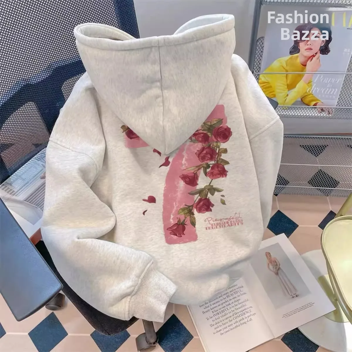 

Мужская толстовка большого размера с принтом роз, на флисовой подкладке, утепленная, осенне-зимняя, новая, теплая, из смесового хлопка и полиэстера