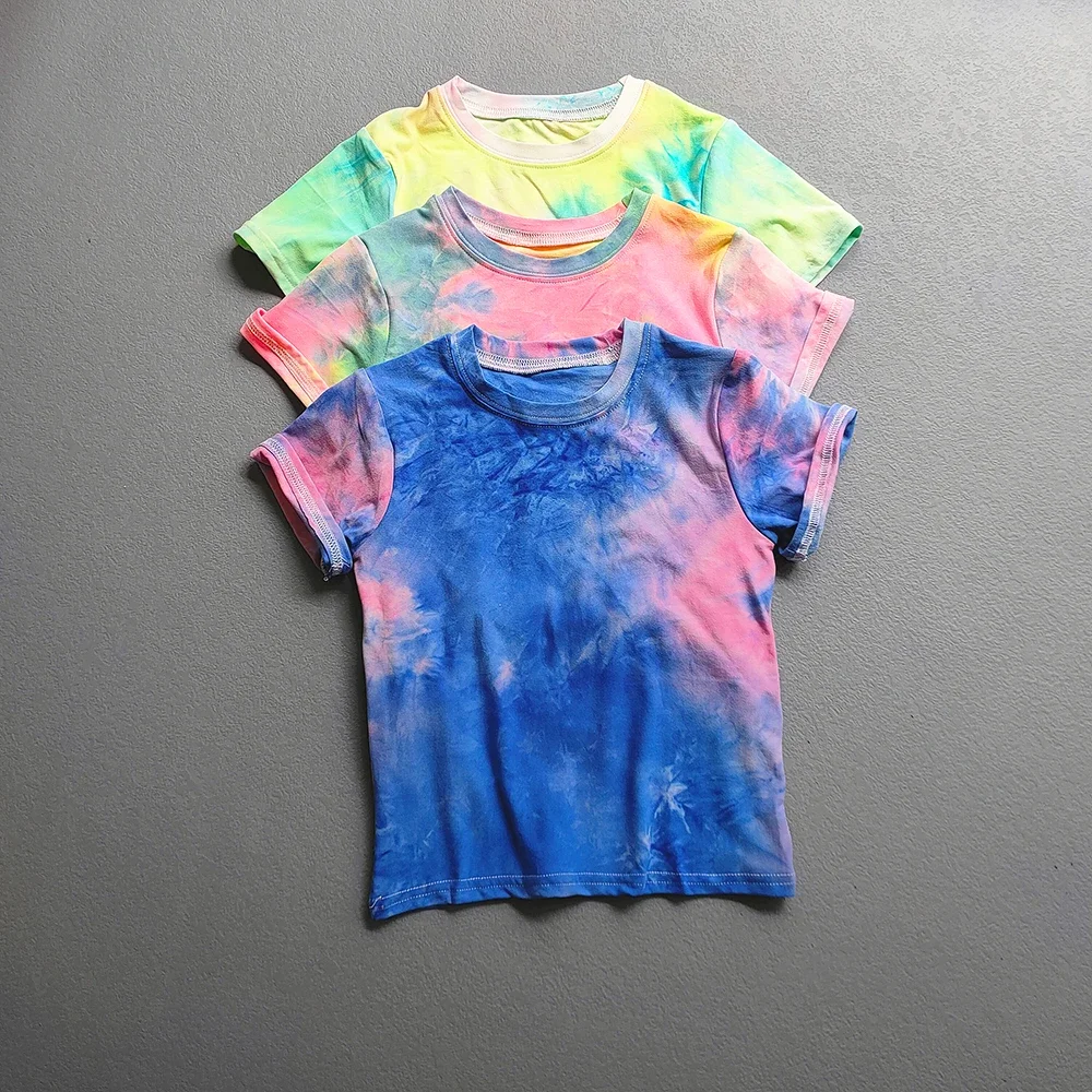 

Summer Children's T-shirt Tie dyed Short Sleeve Kids Toddler Girls Tops Tees Boy Tshirts