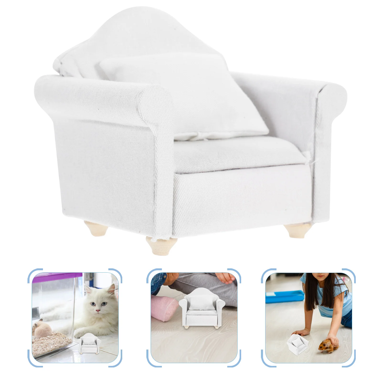 Small Pet Sofa Miniature Dollhouse Furniture Cute Hamster Sleep Bed Durable Rabbit Lounge Chair Tiny Chinchilla Resting