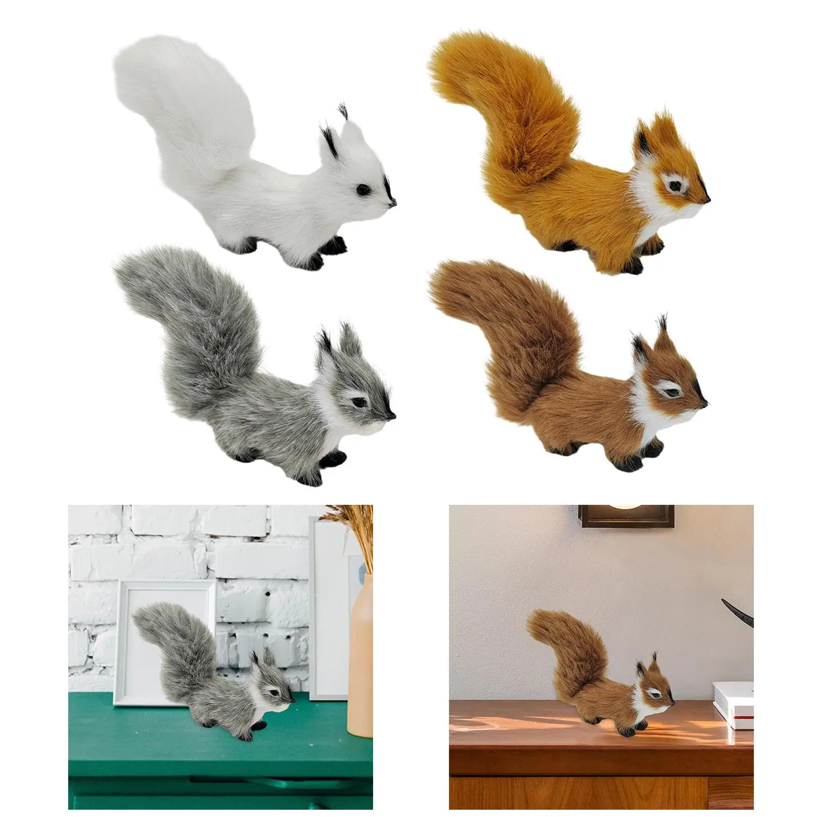 Plush Squirrel Figurine, Holiday Party Table Decorations, Realistic Plush