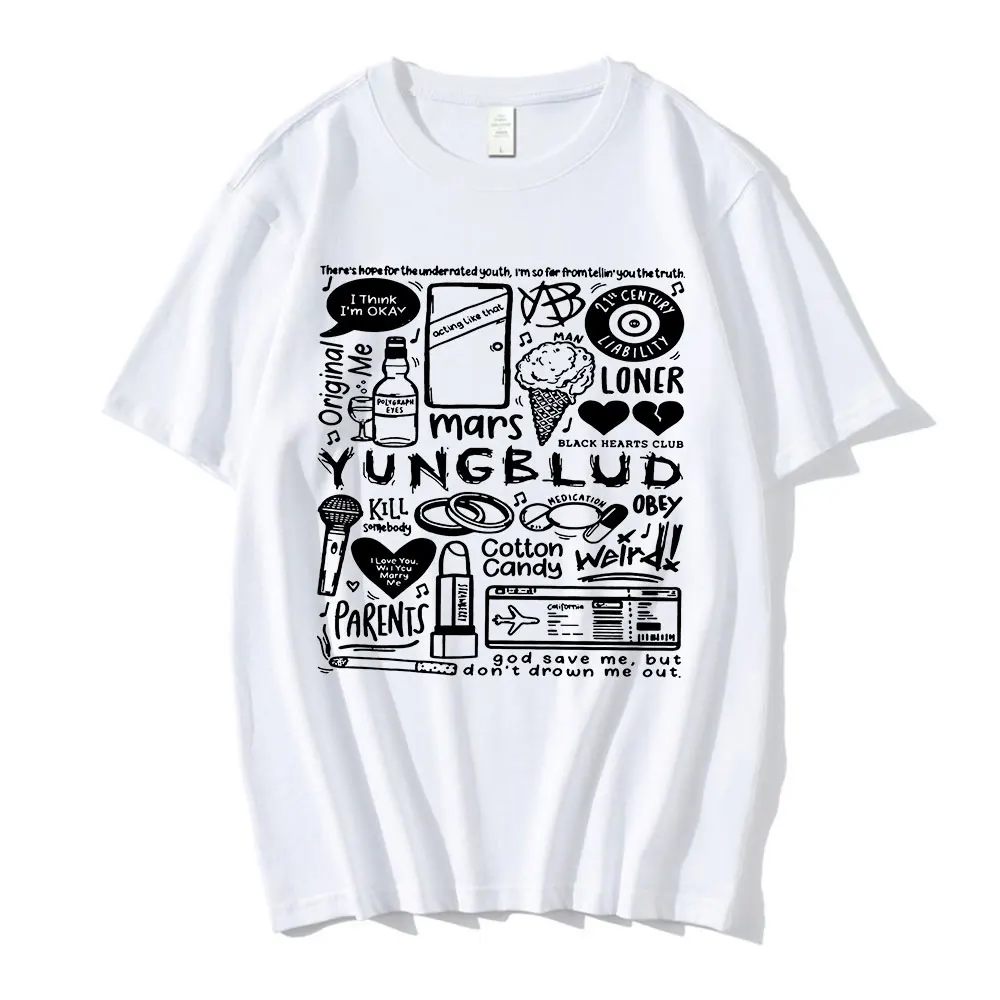 Yungblud Print T Shirt Men\'s Women\'s Oversize O-Neck Short Sleeve Tee Clothes Hip Hop T-shirt Graphic Unisex T Shirts Streetwear