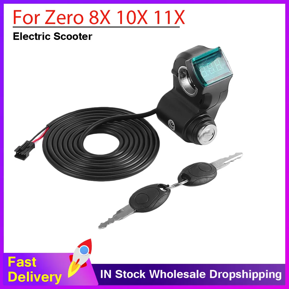 سكوتر كهربائي الإبهام خنق الفولتميتر الجهد الرقمي عرض التبديل الطاقة ل صفر 8X 10X 11X مفتاح إشعال مفتاح الطاقة قفل