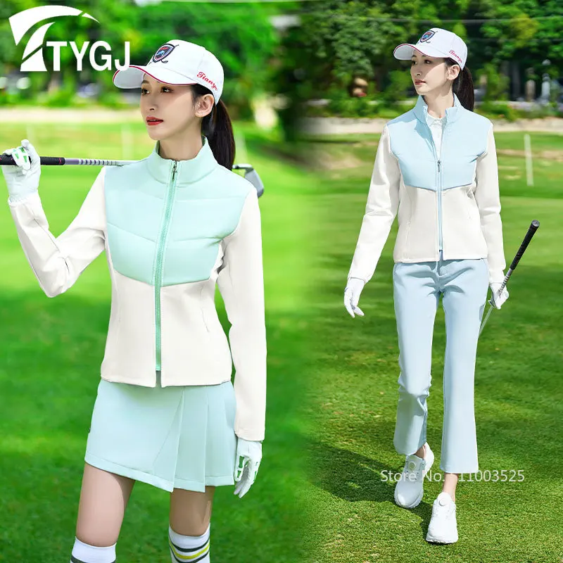 TTYGJ Women Golf Wear Cotton-padded Tennis Jackets Winter Windproof Warm Outwear Ladies Slim Windbreaker Coat Golf Clothing