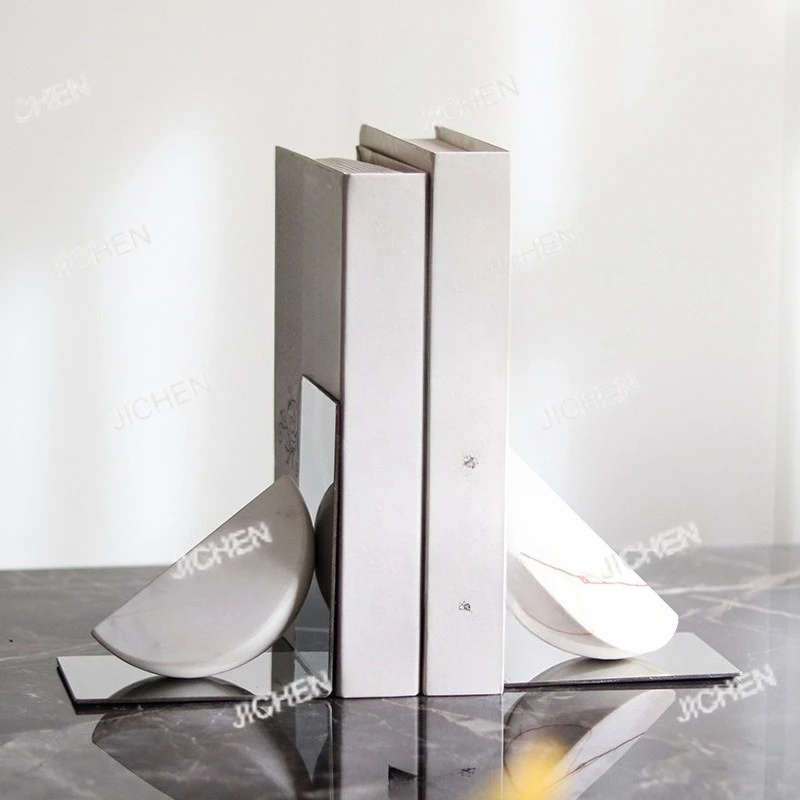 

JC light luxury marble geometric bookend ornaments model room study bedroom desktop bookcase bookshelf bookstand soft decoration