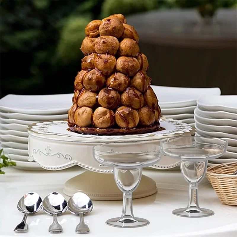 

Goblet Transparent Ice Cream Cocktail Champagne Martini Glass Margarita Glass for Party Wedding 20Pcs 5Oz Plastic Disposable