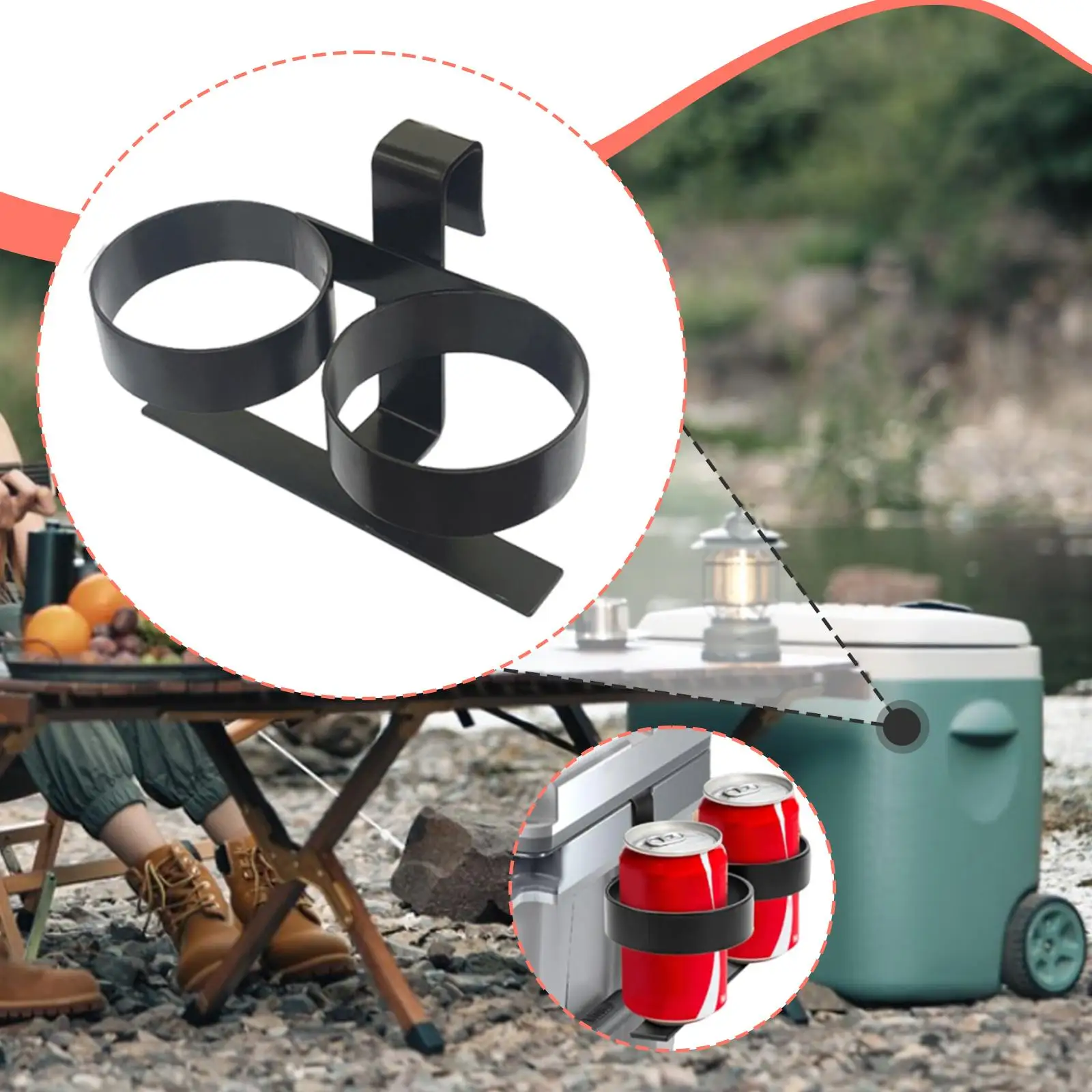 

Double Drink Holder Accessories Office Storage Rack Drinks Picnic Drink Holder