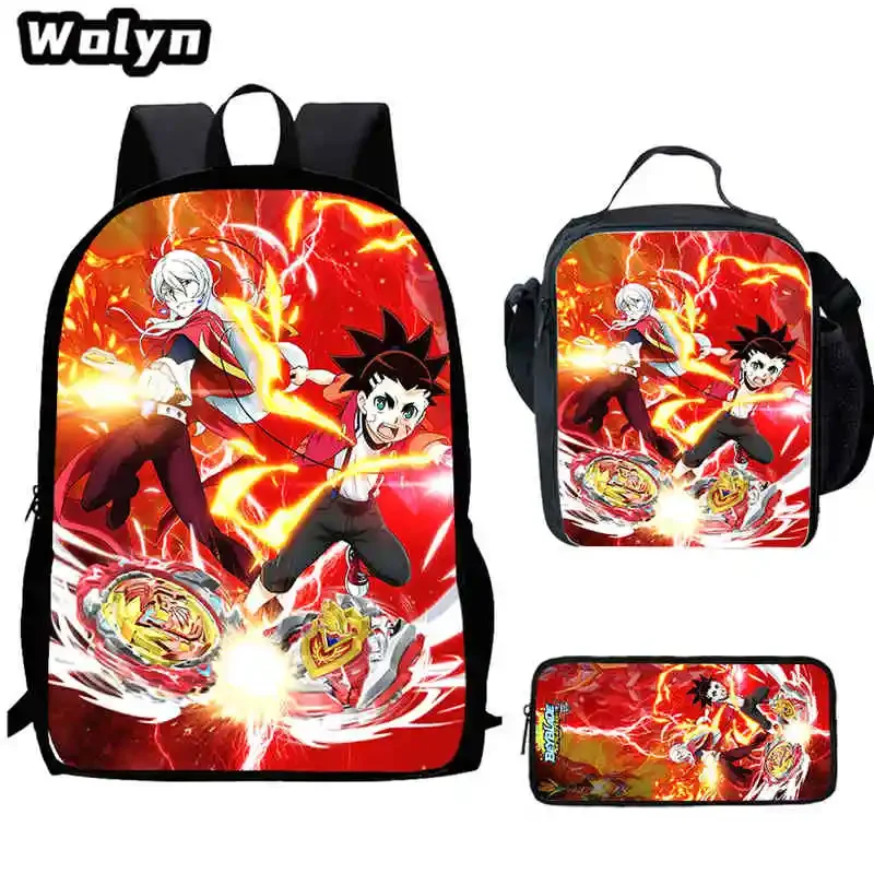 Anime-Bey-Blade Child School Backpack With Cartoon Lunch Bags Cartoon Pencil Bags School Bags for Boys Girls Best Gift