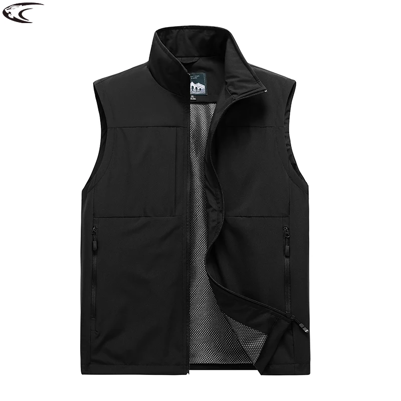 LNGXO Unisex-Anglerweste mit Stehkragen, mehrere Taschen, Cargo-Weste, Wandern, Camping, Klettern, ärmellose Jacke, Frühling und Herbst