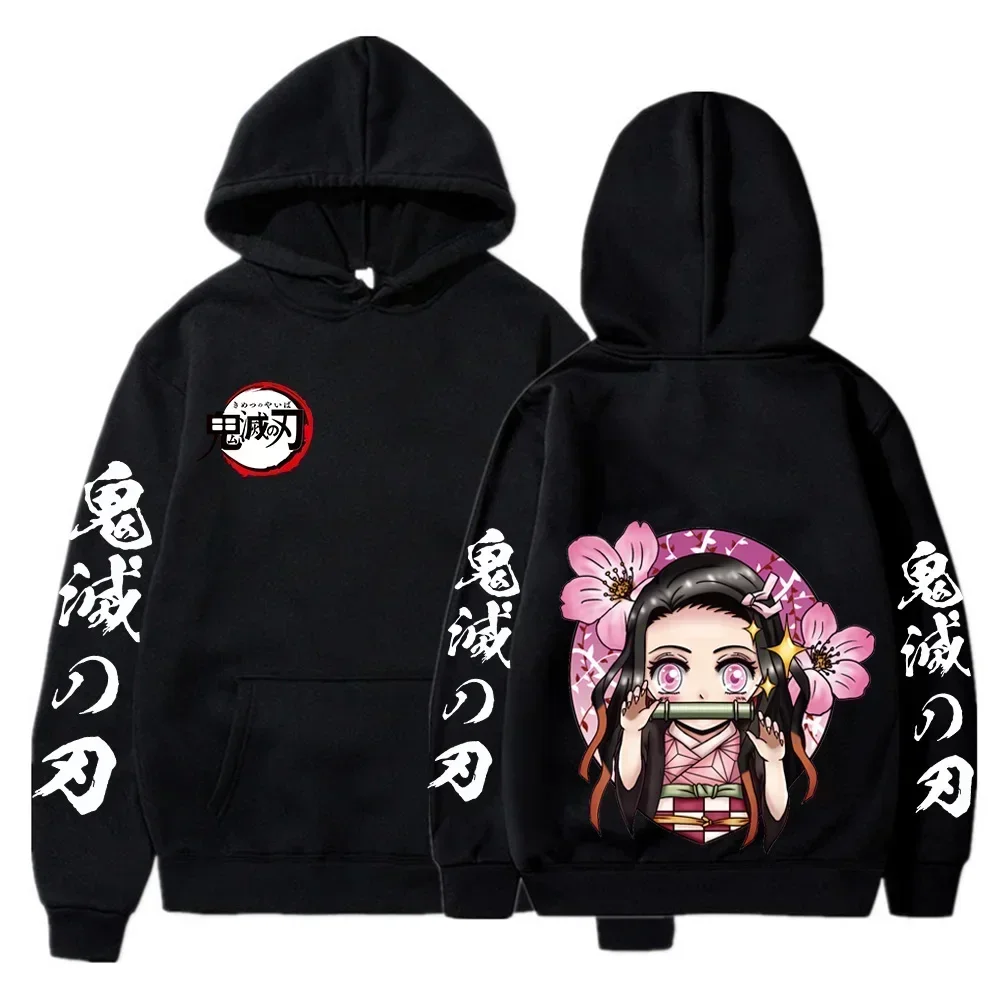 Women Sweatshirts Kamado Nezuko Print Hooded Harajuku Girl And Boy Casual Pullover Japanese Anime Demon Slayer Plus Size Hoodie