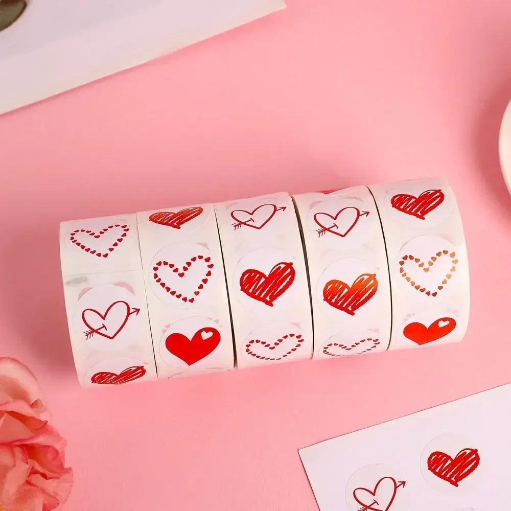 100-500pcs Red Heart Stickers for Valentine\'s Day 1inch/2.5cm Baking Packaging Sticker Envelope Seals Love Decorative Stickers