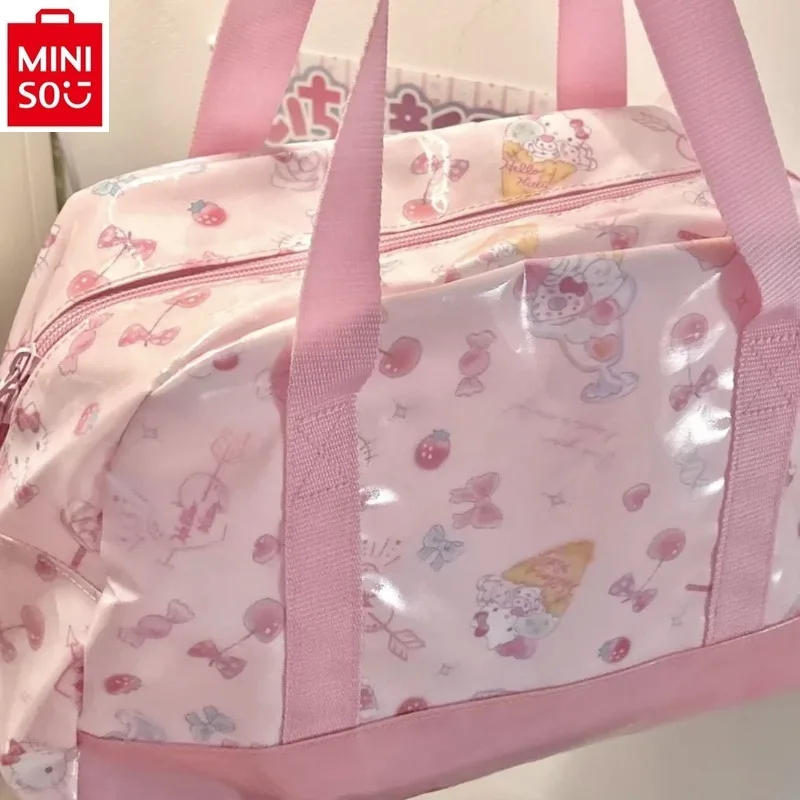 MINISO-bolsa de viaje de gran capacidad para mujer, bolso de béisbol de Hello Kitty de alta calidad, impermeable y resistente al desgaste, novedad de 2024