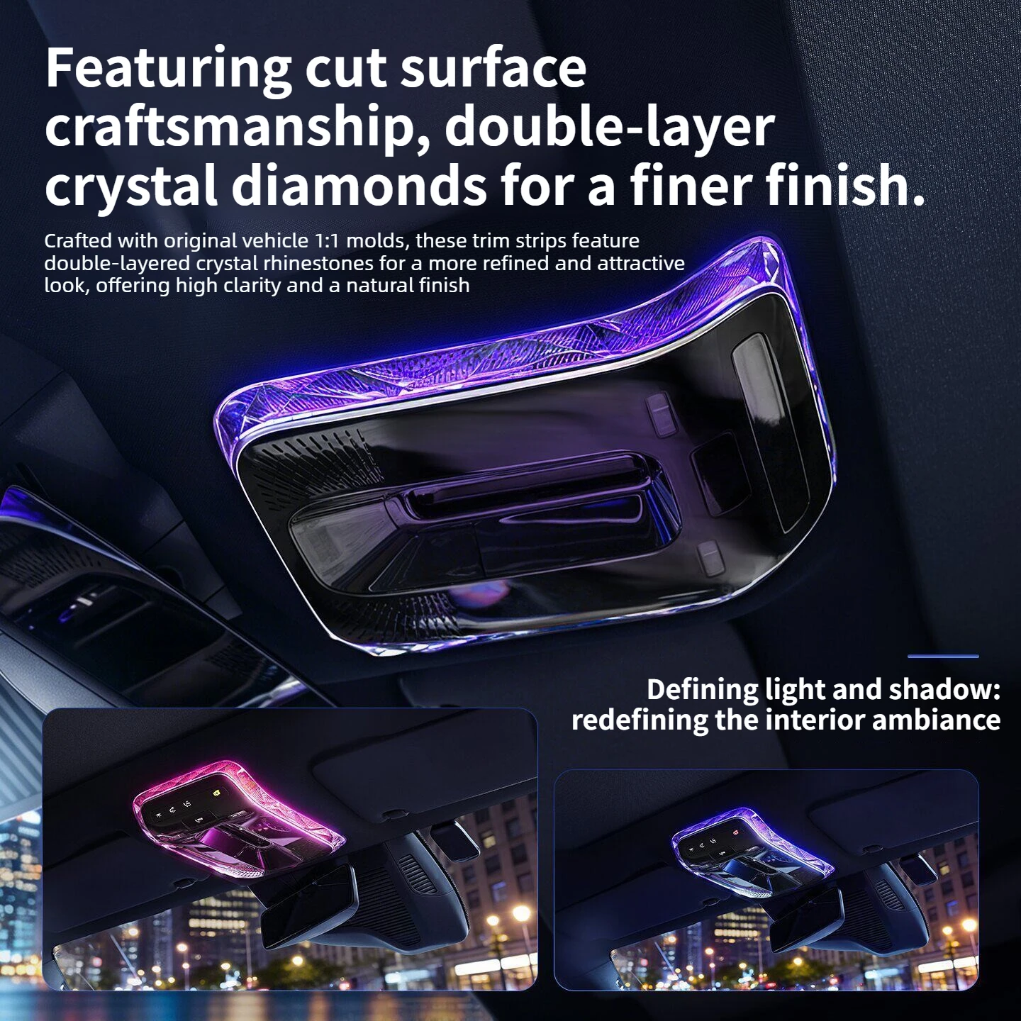 Reading Atmosphere Lights For Mercedes-Benz S/E/C-Class GLC200 GLE EQS EQE E200 C200 Crystal Reading Light Trim Decorative Frame