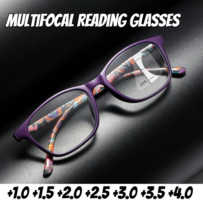

Unisex Vintage Progressive Multifocal Reading Glasses Deluxe Floral Frame Design Neutral Fashion Multifocal Reading Glasses +4.0