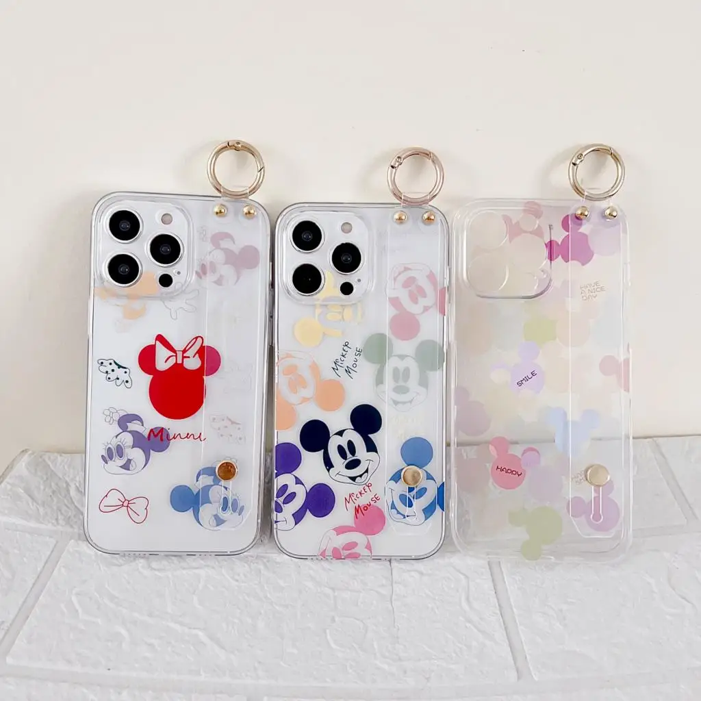 For Motorola Moto G14 73 12 23 53 72 32 42 62 5G 52 82 22 71 31 41 51 60 50 30 9 5s Minnie Head Case Wrist Strap Holder