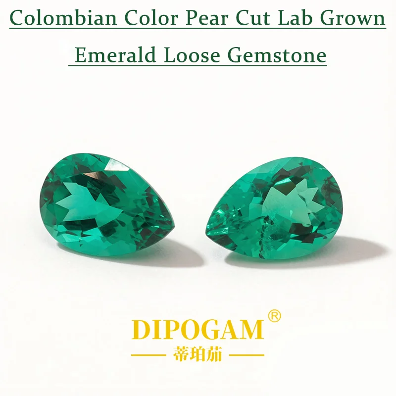 Colombian teardrop-shaped lab-grown emerald pear-cut raw gemstone wholesale for setting jewelry