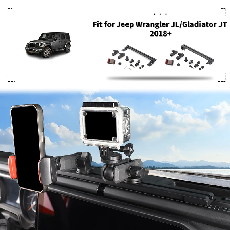 

Metal Phone Holder, Center Console Slide Rail Expand Cellphone Mount for Wrangler JL/ JT Gladiator 2018 Up Interior Accessories