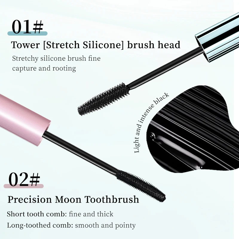 Long Lasting Black Mascara - Intense Length & Volumizing,Waterproof, mudge-Proof,Quick-Dry,Clump-Free,Curling Styling For Bold