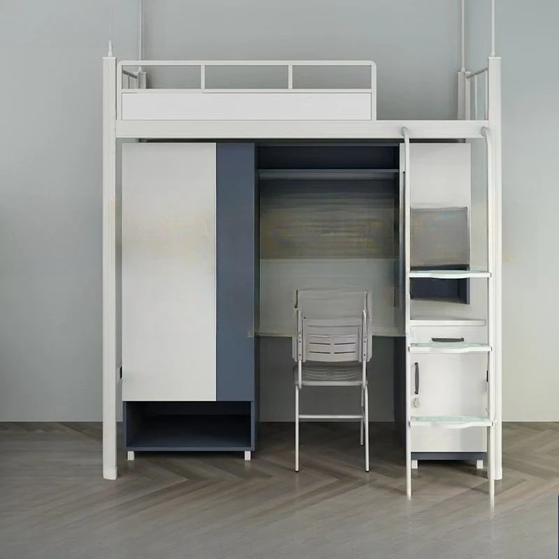 

Кровать под столом из кованого железа, школьный стол для общежития, квартира, комбинация стального дерева с гардеробом, высокий и низкий