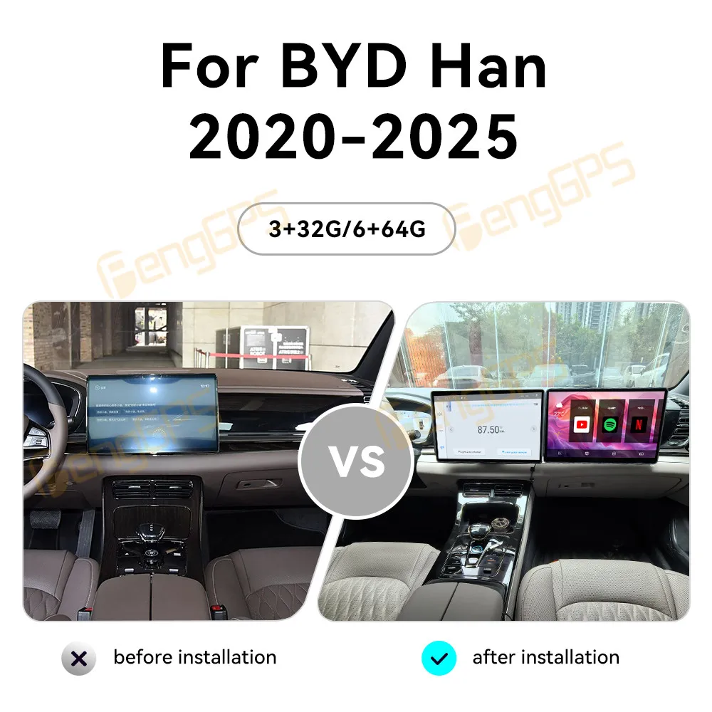 

15,6-дюймовый второй пилотный экран для BYD Han 2020-2025, сенсорный экран, мультимедийный плеер, GPS-навигация, автомобильные аксессуары, 4G WIFI