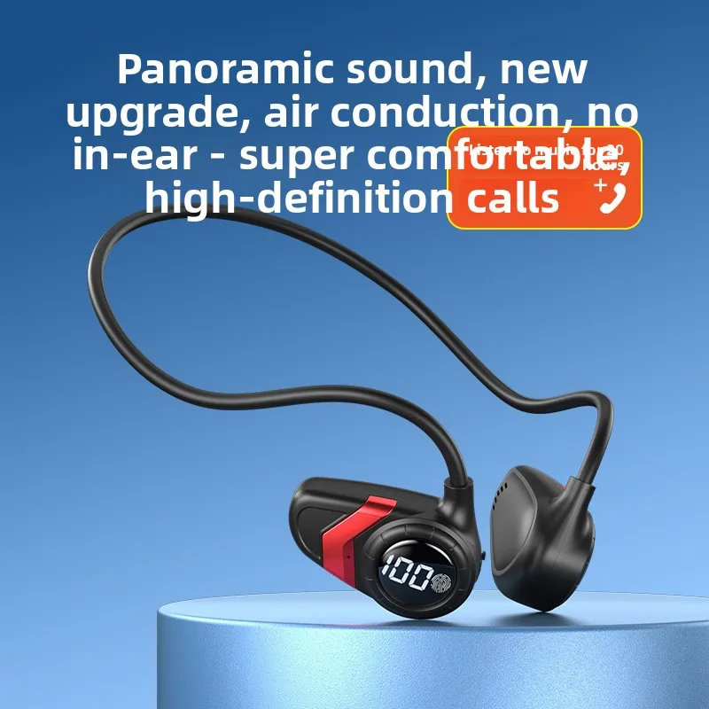 New arrival bone conduction bluetooth headset sports non-in-ear air conduction digital display headset