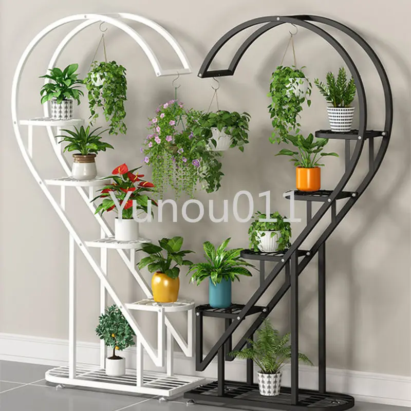 

Flower Stand Balcony Multi-Layer Jardiniere Living Room Shelf Floor Multi-Layer Decoration Indoor Iron Heart-Shaped Flower Stand