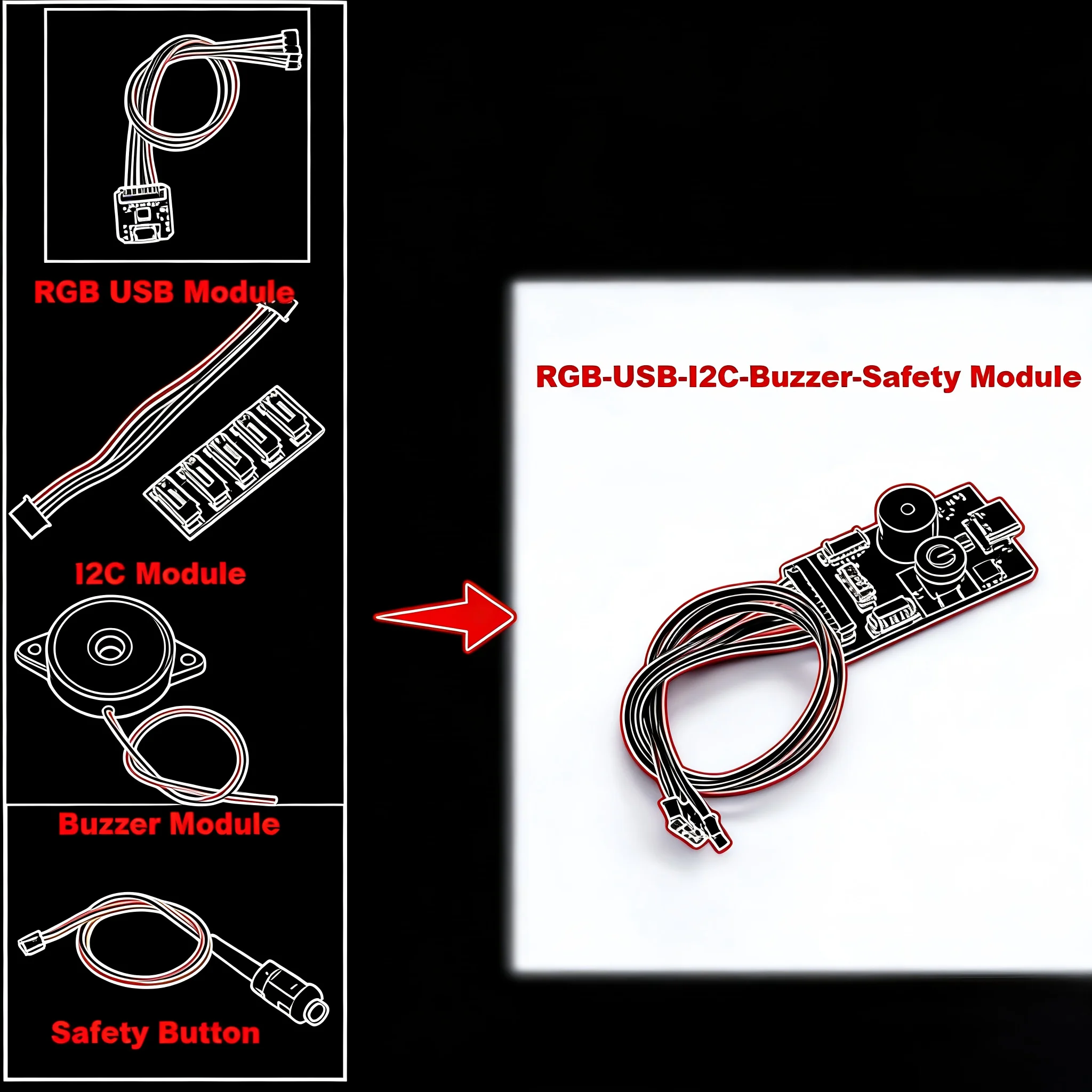 

RGB USB I2C BUZZER Safety Button Module For PIXHAWK 2.4.8 Ardupilot ArduCopter ArduPlane