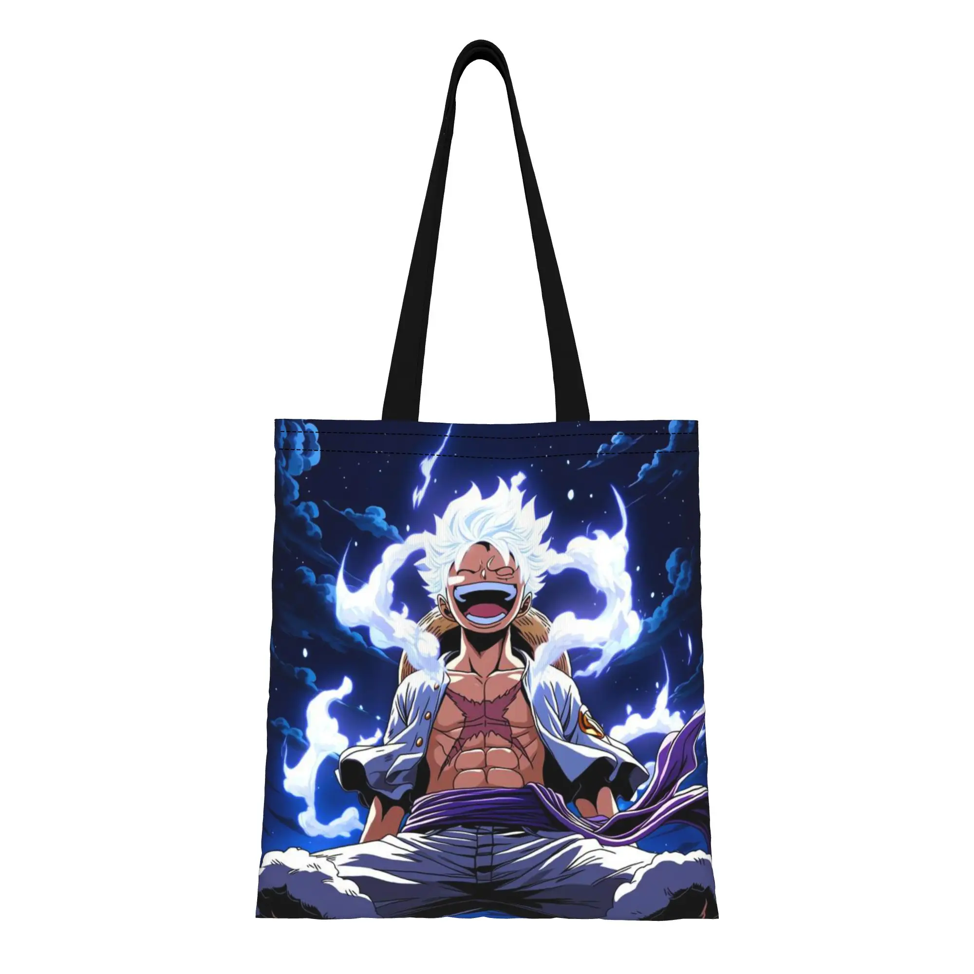 

Back to school season Pirate King Anime One Piece Canvas Tote Bag Perfect for Travel Women's Top-Handle Bags