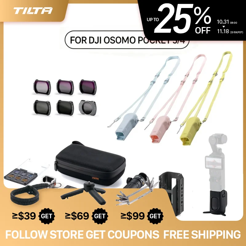 TILTA Akcesoria do DJI Osmo Pocket 4, Etui Transportowe do Pocket 3, Magnetyczny Uchwyt, Przechowywanie Filtrów, Zestaw Rozszerzający, Adapter do Etui — zdjęcie produktu 1