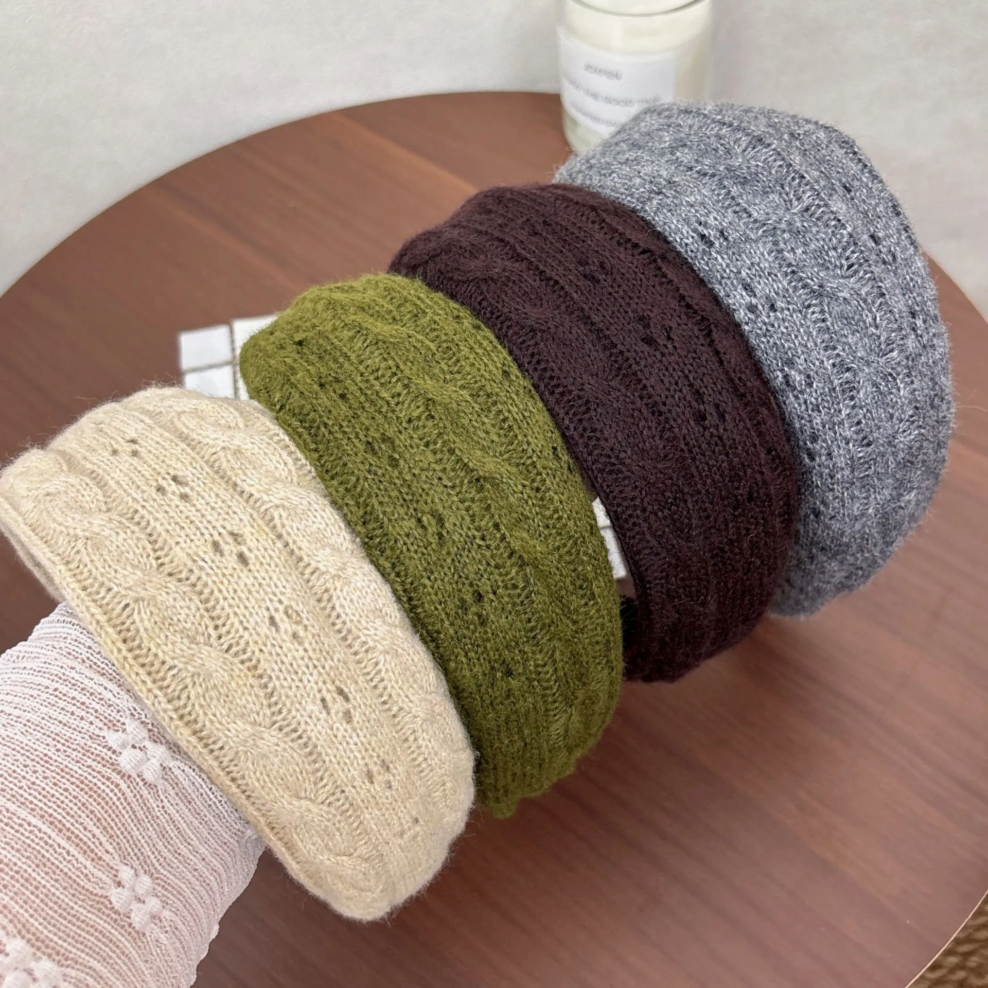 Cable Knit Wide Headbands Hairbands Women Winter Solid Wool Knitted Hair Hoops Vintage Scrunchies Girls Hair Accessories Fashion