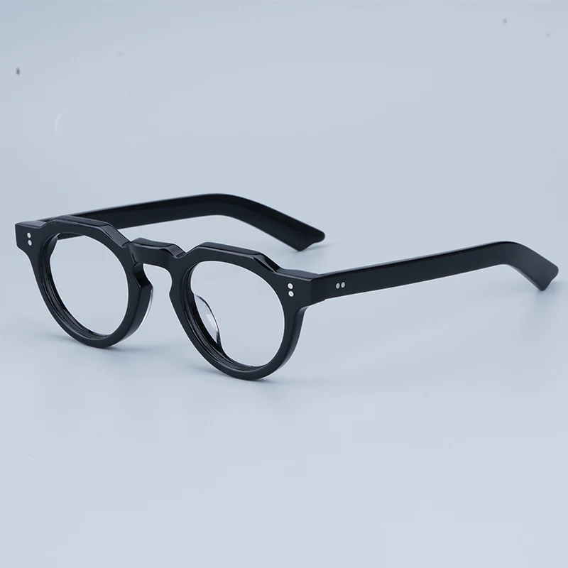 JAPANESE Top Quality Acetate Round Eyeglasses Frames Polygon Retro Designer Brand Men Glasses Myopia  Eyewear