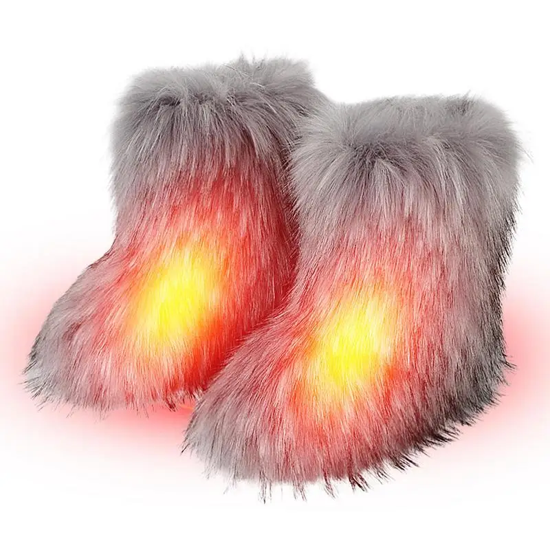 Fluffy Artificial Boots Fluffy Warm Mid-Calf Boots Comfortable Fluffy Snow Boots With Rubber Sole Gift For Family Friends