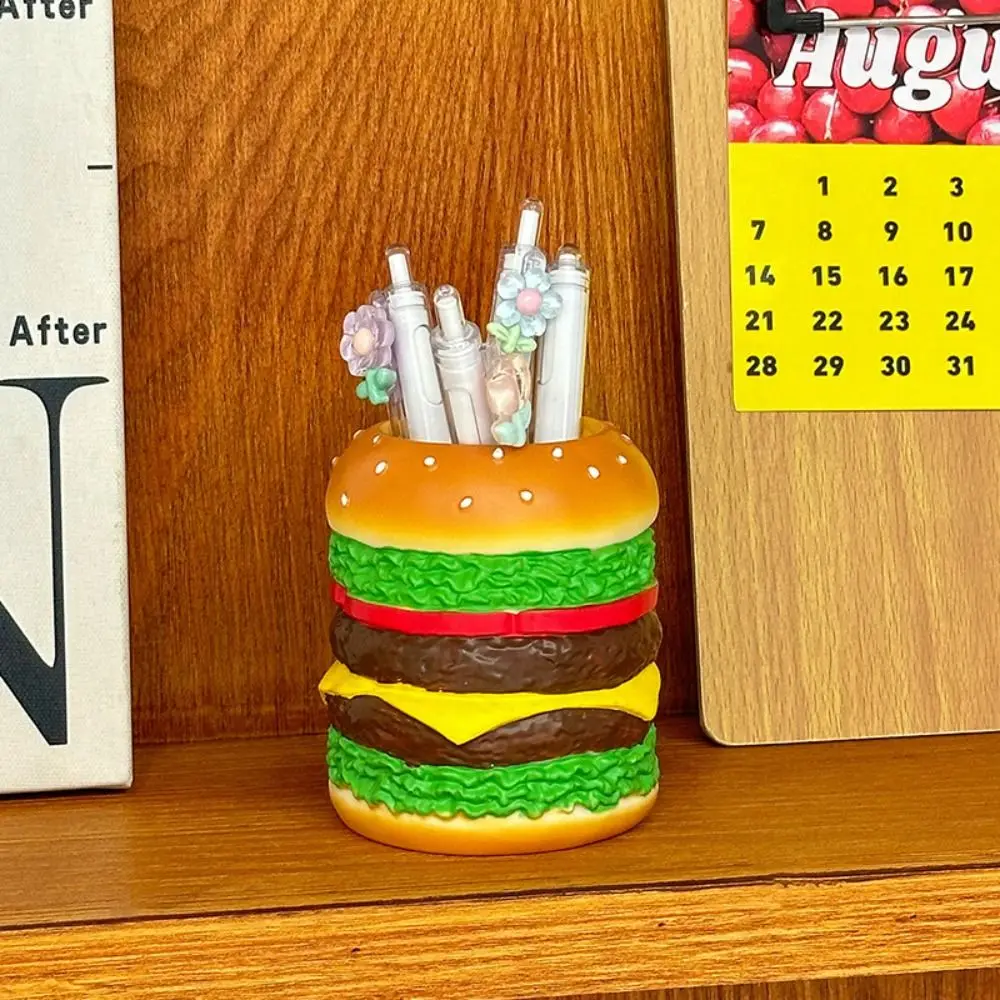 Cute Hamburg Design Pen Holder Smooth Creative Makeup Brush Storage Bucket Funny Multi-Purpose Desktop Storage Container