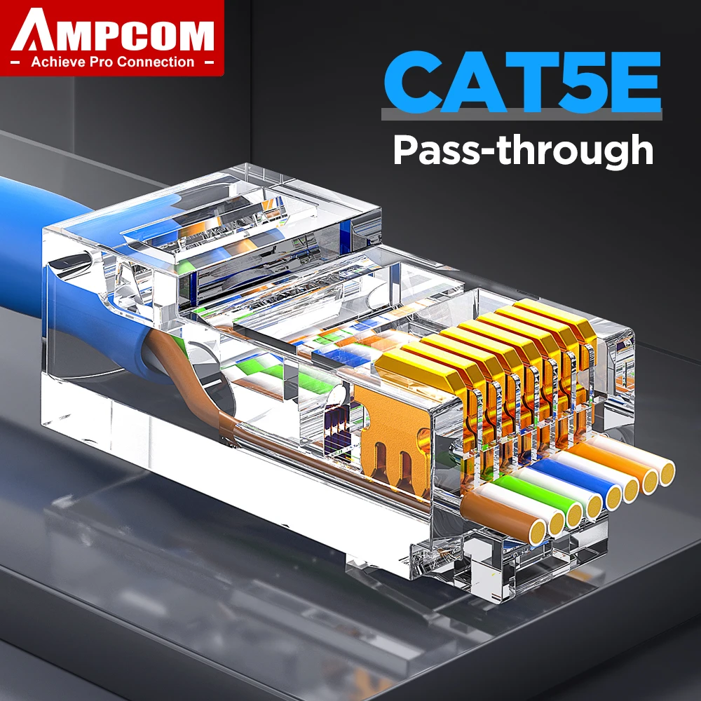AMPCOM CAT5e RJ45 موصل 8P8C وحدات إيثرنت كابل RJ 45 ينتهي كابل إيثرنت تجعيد موصلات UTP شبكة التوصيل