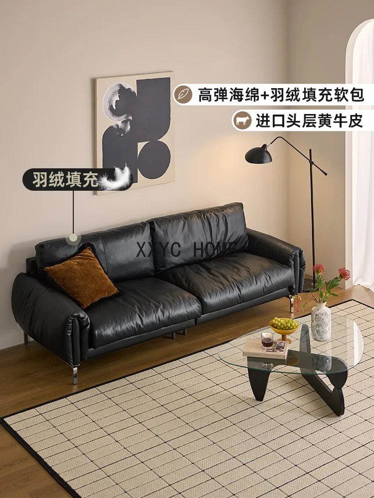 

Medieval black leather sofa Italian minimalist