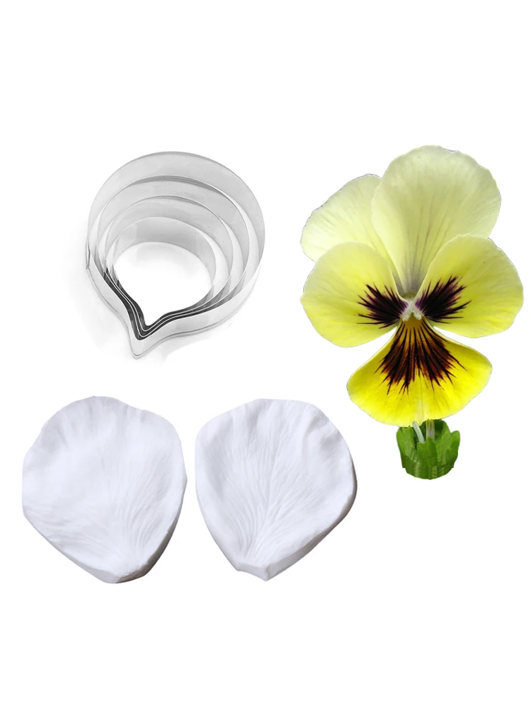 6pcs Pansy Petal Silicone Cake Molds &Cut Die For Chocolate Candy Pastry Wedding Decorations Baking Accessories and Tools