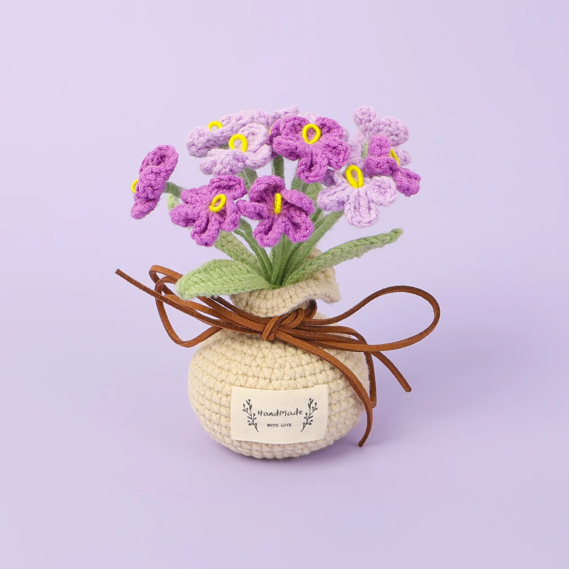 Niedlicher Handgewebter Blumentopf Gehäkelter Blumentopf Schreibtisch-Deko Künstliche Blumen Geschenke für Freunde Foto-Requisiten – Detail 4