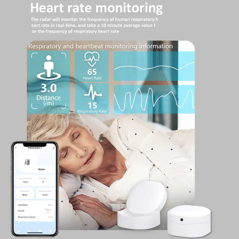 

NEW LEDEAST 6HW23 Smart Home 60G Radar Respiratory Sleep Sensor Tuya WiFi Human Presence Smart Sensor With Sleep Detection
