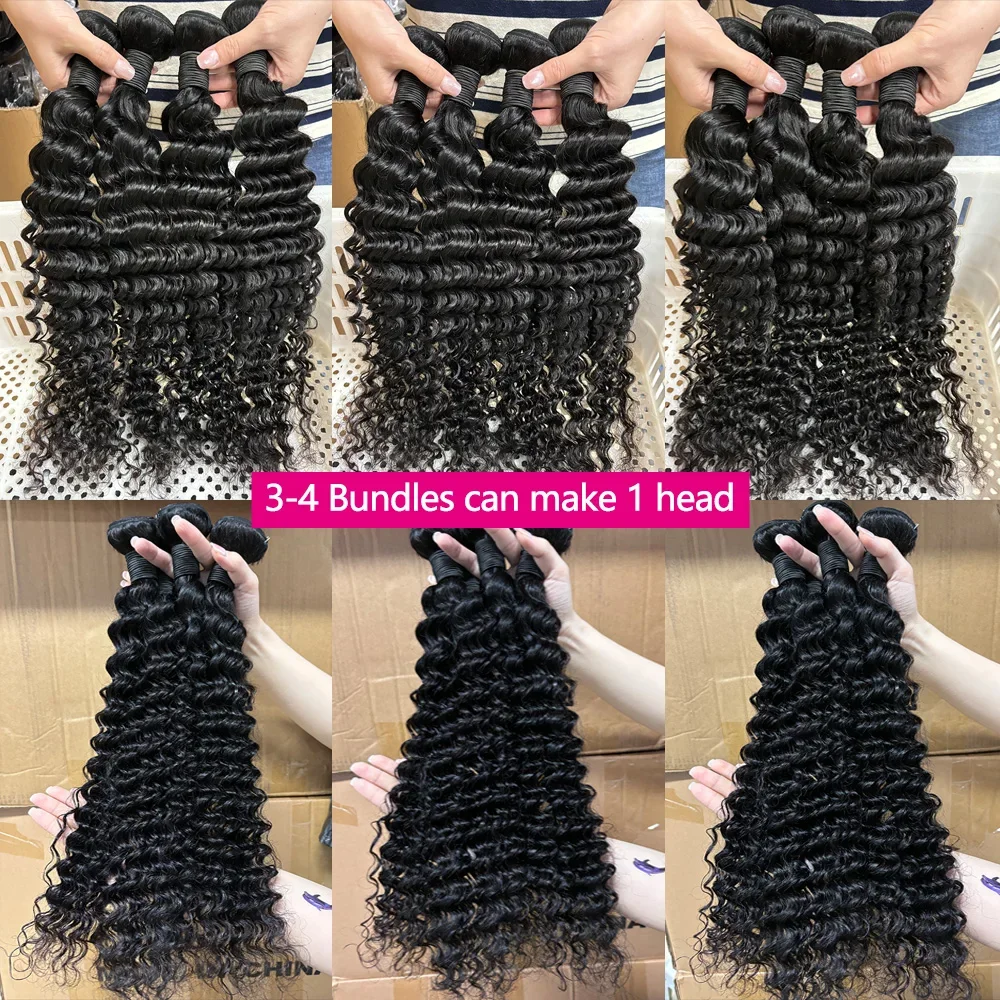 32-Zoll-Tiefe Welle Bundles Menschliches Haar Extensions 12A Burmesische Lockige Haar Bundles 1/3/4 Pcs Tiefe Lockige Bundles Menschliches Haar Bundles – Detail 5