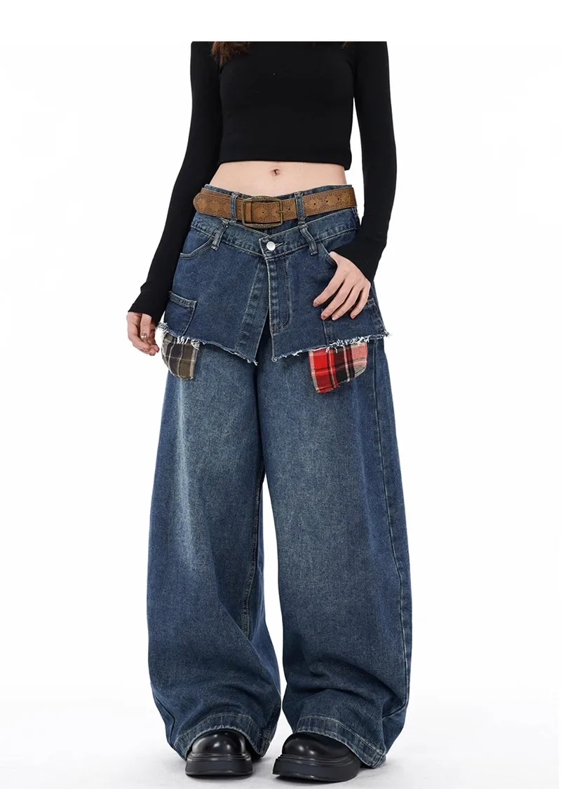 

Women's Blue Cargo Baggy Jeans Y2K American High Street 2000S Harajuku Aesthetic Vintage 90S Jeans Pants Trousers Clothing 2025