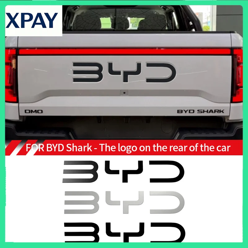 for-byd-shark-pickup-rear-emblem-–-car-badge-decoration-matte-black-gloss-black-gloss-silver-pc-material2024